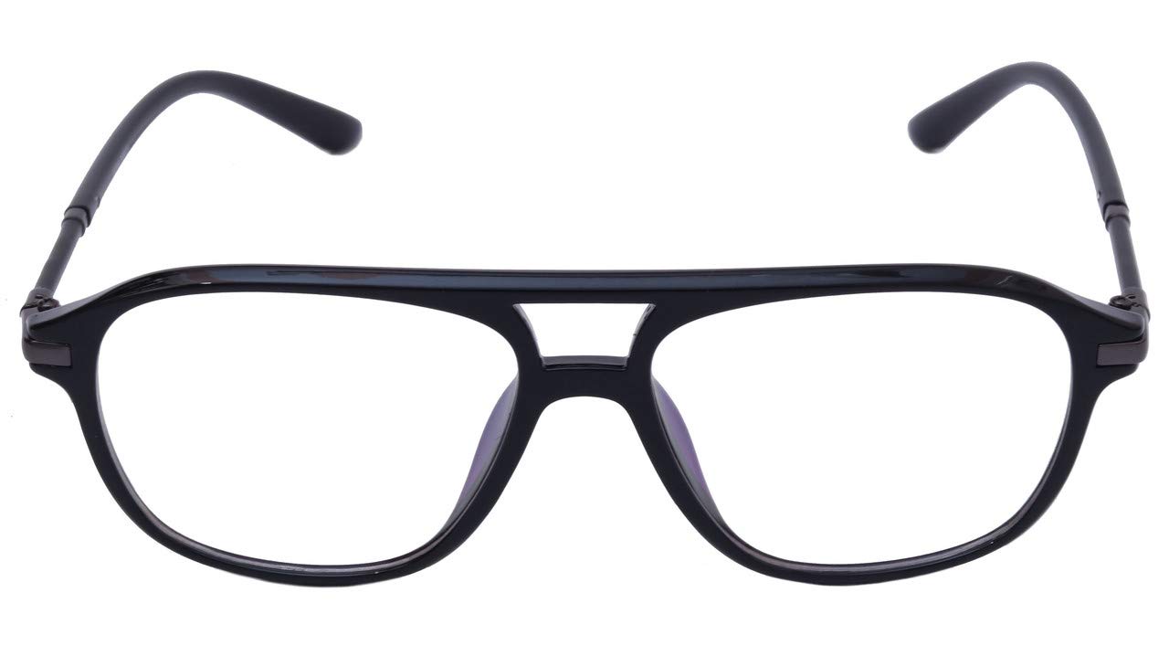 Unisex Large Square Spectacle Frames. Matte Black Color Frame. Transparent ARC Lens.
