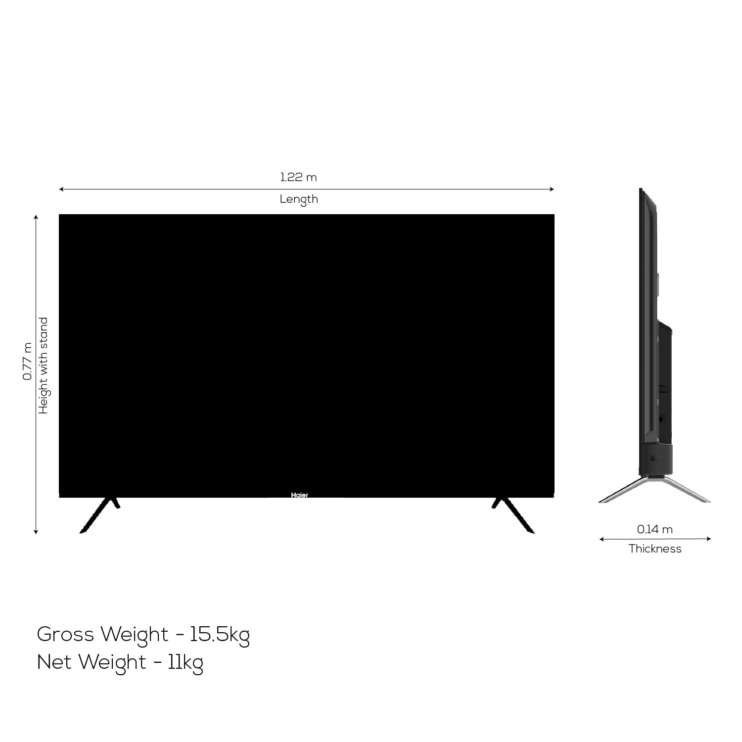 Haier 140 cm (55 inches) 4K Ultra HD Smart LED Google TV L55FG Haier 140 cm (55 inches) 4K Ultra HD Smart LED Google TV L55FG