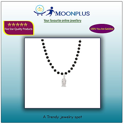 Silver Tied Wooden Beads ebony Mala (Black) with Murugan Pendant