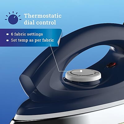 Crompton Greaves Rhino Plus 1250 Watt Blue Heavy weight Dry Iron with Golden American Heritage Coating