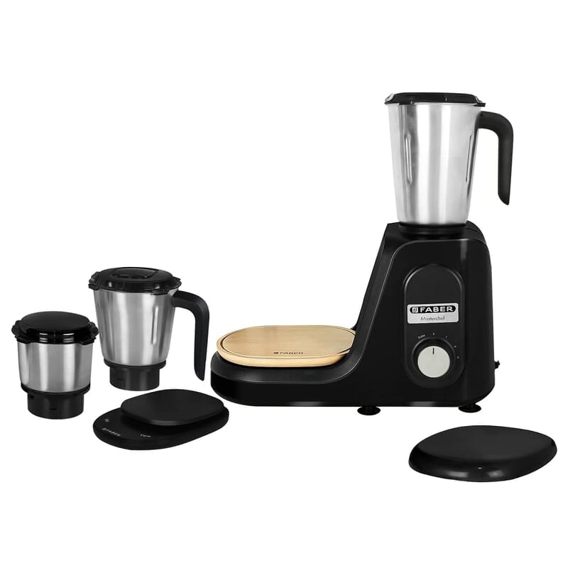 Faber 3 jar mixer grinder, 1000 watt (FMG Master Chef 1000 3J BK) with Weighing Scale, Chopping board & Spatula, Black
