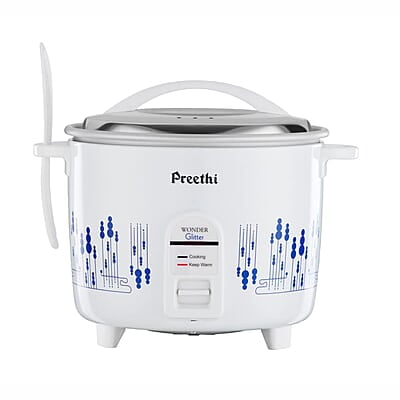 Preethi Glitter Electric Cooker, 2.2 Liters with Double Pan – White & Blue Preethi Glitter Electric Cooker, 2.2 Liters with Double Pan – White & Blue