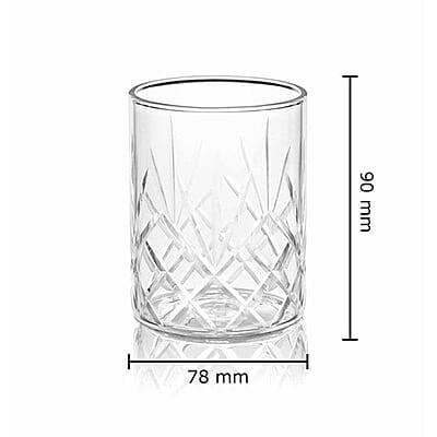 Borosil Krystalia Whisky Glass Set of 6 (350 ml Each), Microwave Safe Glasses, Flame Proof Glasses