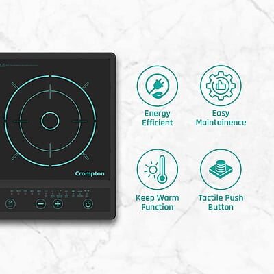 Crompton Instaserve 1500 W Induction Cooktop New with Tactile Push Buttons