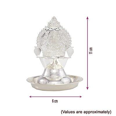 Silver Plate with Kamakshi Diya