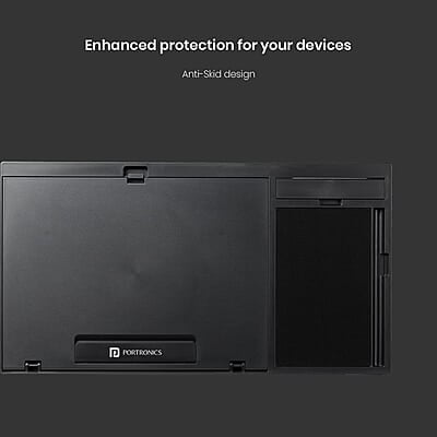 Portronics My Buddy G Laptop Desk with Storage & Mouse Pad, Adjustable Height, Compatible