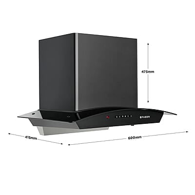 Faber 60 Cm 1100 M³/Hr Auto-Clean Curved Glass Kitchen Chimney [HOOD ALPHA In HC PB FL BK 60]