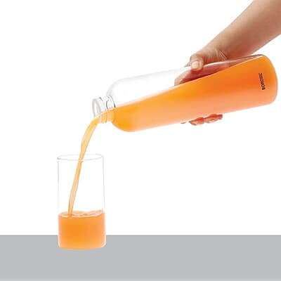 Borosil Crysto Slim Glass Water Bottle, Water Bottle for Fridge, Borosilicate Glass, Extreme Temperature Resistant, For Hot & Cold Water, Milk, Lassi, Juice, Black Lid, 1 L, Stylish & Transparent