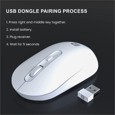 Portronics Toad 13 2.4 GHz Wireless Optical Mouse with USB Nano Receiver, 1200 DPI Resolution Optical Sensor(White) Portronics Toad 13 2.4 GHz Wireless Optical Mouse with USB Nano Receiver, 1200 DPI Resolution Optical Sensor(White)