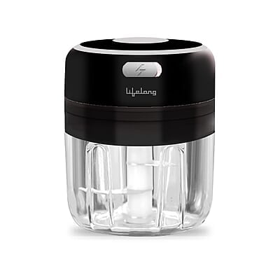Lifelong USB Rechargeable Wireless Electric Chopper with Stainless Steel Blades 250 ML (Black) 30 Watts