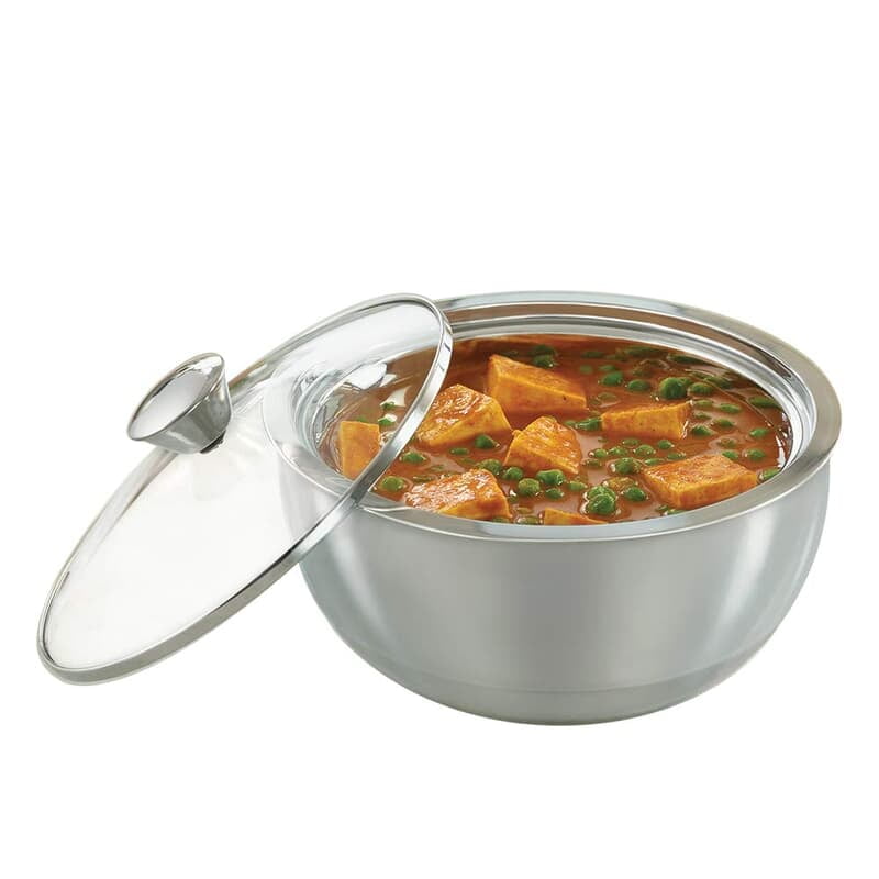 Borosil - SF0900GLCS11 Stainless Steel Insulated Curry Server, 900ml, Silver