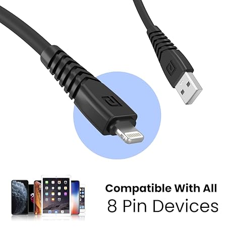 Portronics Konnect Core 8 PIN Cable Tangle-Free with 3A Rapid Charging & 480mbps Data Transmission, 1 Meter Length(Black) Portronics Konnect Core 8 PIN Cable Tangle-Free with 3A Rapid Charging & 480mbps Data Transmission, 1 Meter Length(Black)
