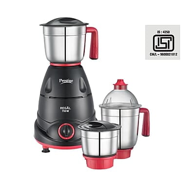 Prestige Regal 750W Mixer Grinder with 3 stainless-steel Jars