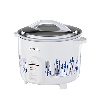 Preethi Glitter Electric Cooker, 2.2 Liters with Double Pan – White & Blue Preethi Glitter Electric Cooker, 2.2 Liters with Double Pan – White & Blue