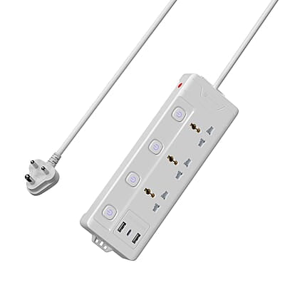 Portronics Power Plate 18 Extension Board with 3 Universal Power Sockets, 1500 Watts, 3 Meter Long Heavy-Duty Cord