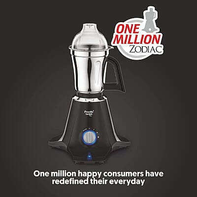 Preethi Taurus Plus MG-257 Mixer Grinder, 1000 Watt, Black 4 Jars - Super Extractor Juicer Jar