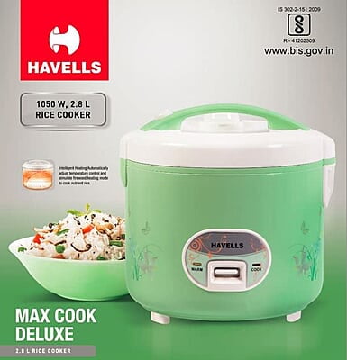 Havells Max Cook Dlx Cl 2.8 Ltr Rice Cooker, 2.8 Liter, Light Green