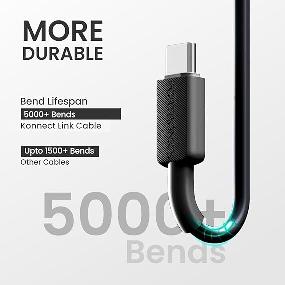 Portronics Konnect Link Type-C Cable with Fast Charging & Data Transfer (1M, White) Portronics Konnect Link Type-C Cable with Fast Charging & Data Transfer (1M, White)
