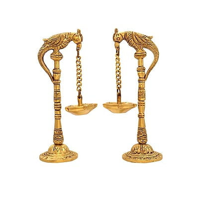 Brass Parrot Hanging Diya/Vilakku,Lamp Brass Parrot Hanging Diya/Vilakku,Lamp