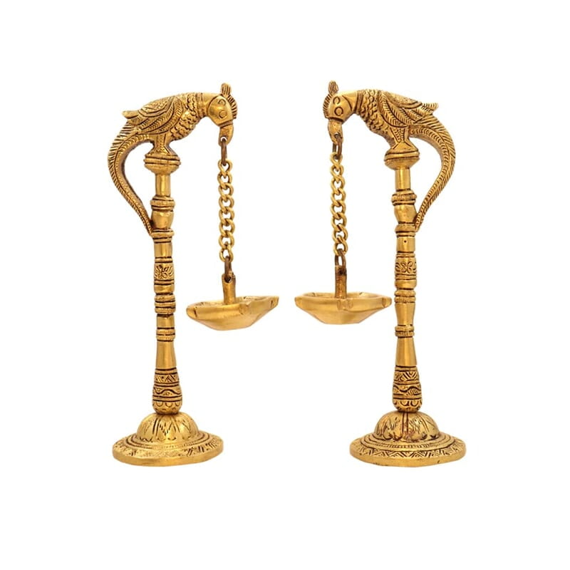 Brass Parrot Hanging Diya/Vilakku,Lamp