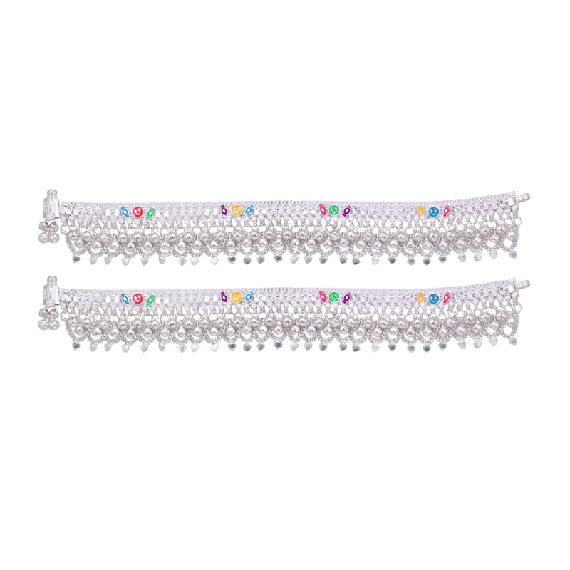 Silver Anklets for women/Enamel design Payals
