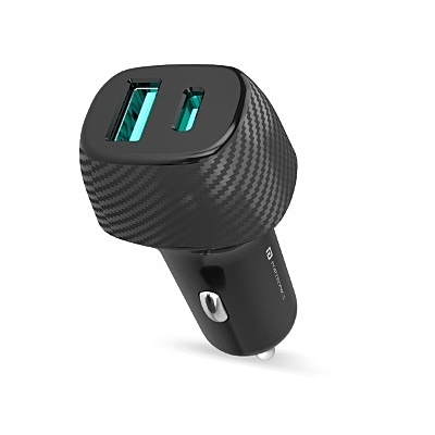 Portronics Car Power 6 Car Charger with Dual USB Port for Cellular Phones (PD+QC) 38W (Black)