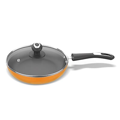 Preethi Dura Collection Non Stick Fry Pan, 24 cm, with Glass Lid, Gas & Induction Compatible