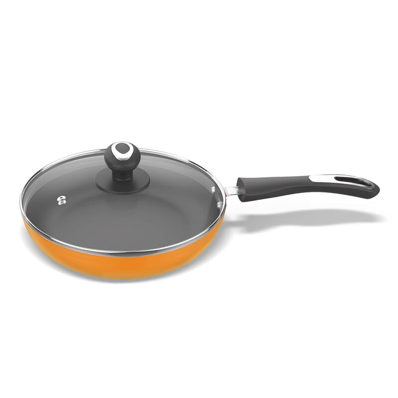 Preethi Dura Collection Non Stick Fry Pan, 24 cm, with Glass Lid, Gas & Induction Compatible