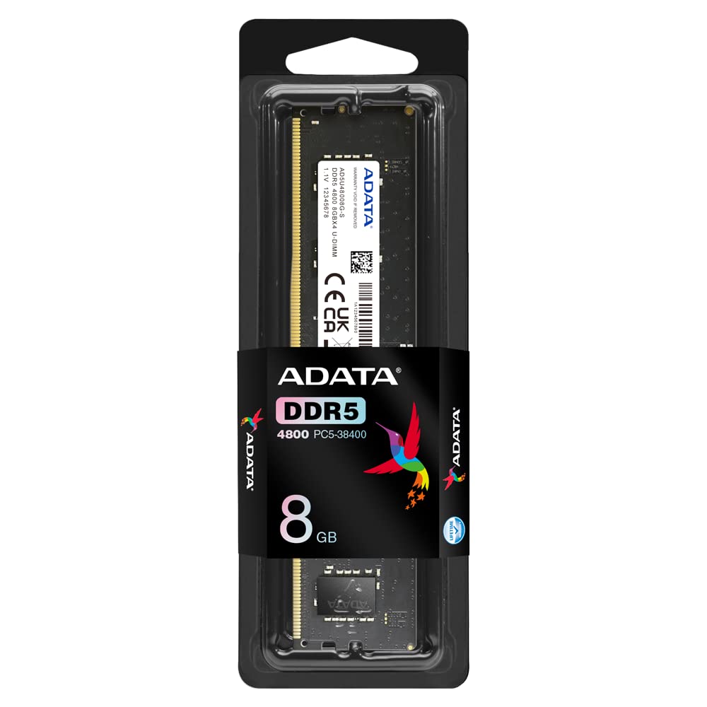 ADATA (UDIMM) DDR5 Desktop Memory, Single RAM Module, Supports Intel & AMD Latest CPU, Intel XMP & AMD Expo, Built in PMIC, On Die ECC, Low Voltage, More Bandwidth, Without Heat Sink ADATA (UDIMM) DDR5 Desktop Memory, Single RAM Module, Supports Intel & AMD Latest CPU, Intel XMP & AMD Expo, Built in PMIC, On Die ECC, Low Voltage, More Bandwidth, Without Heat Sink