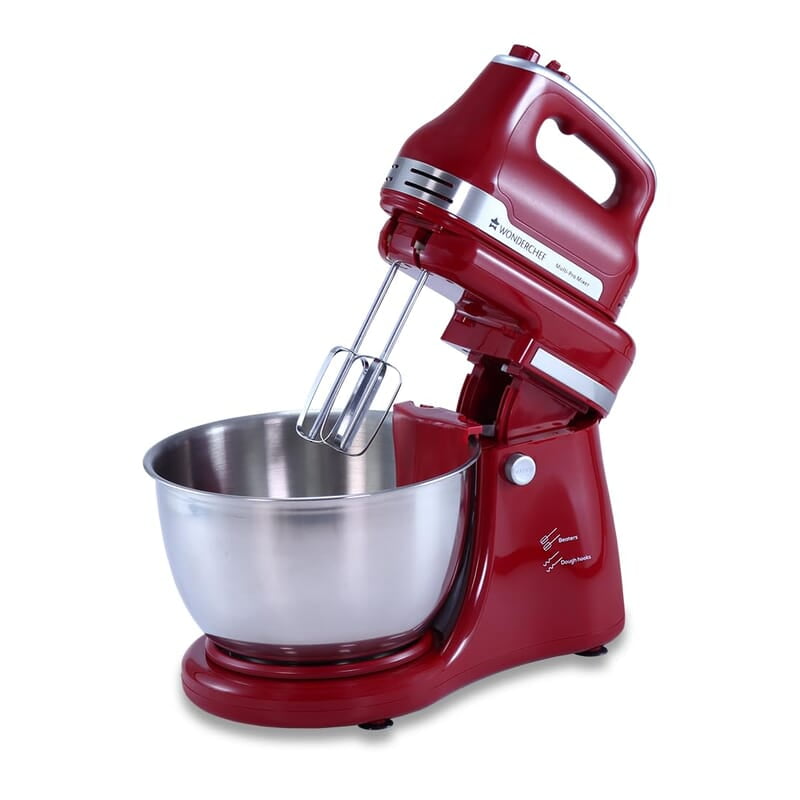 Wonderchef Crimson Revo Stand Mixer and Beater with 5 Speed Settings 4.5L Stainless Steel Bowl 300 Watt