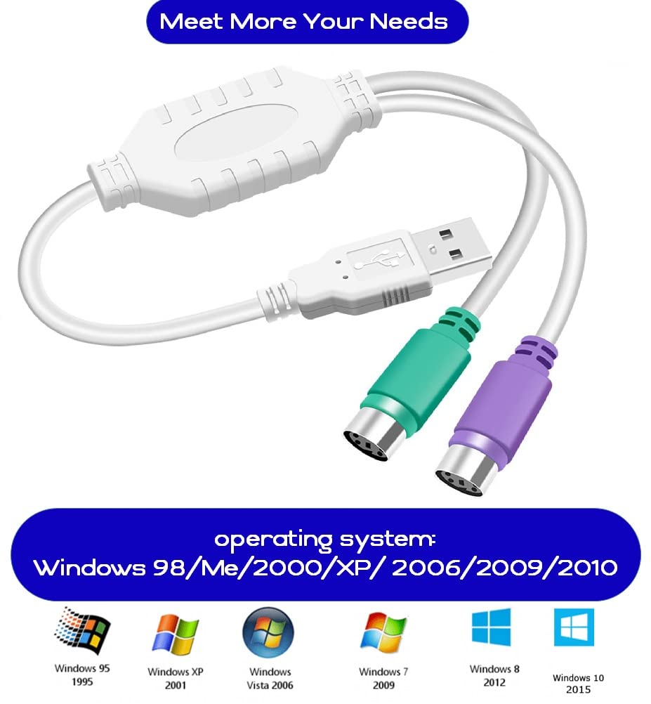 USB 2.0 Male to Dual PS/2 Female Converter ,Connector ,Adapter , Cable For Keyboard Mouse (Multicolor) USB 2.0 Male to Dual PS/2 Female Converter ,Connector ,Adapter , Cable For Keyboard Mouse (Multicolor)