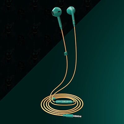 ZEBRONICS DC AQUAMAN edition BUDS 30 3.5mm stereo earphone with inline microphone for calling, volume control, multifunction button, 14mm drivers, stylish eartip design and 1.2 meter durable cable