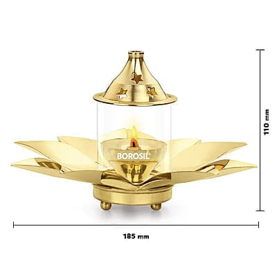 Borosil Kamal Brass Diya, Small