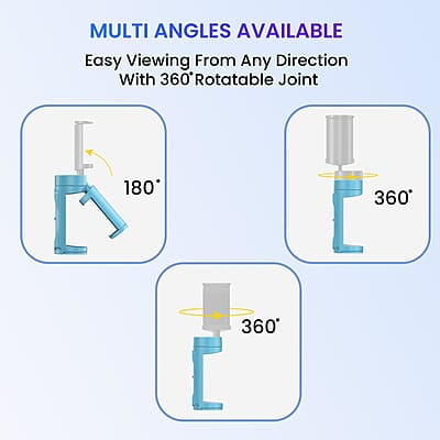 Portronics Mobot Clip Mobile Holder with 360° Adjustable Angles, Light Weight, Pocket Friendly, Mobile Stand for Table
