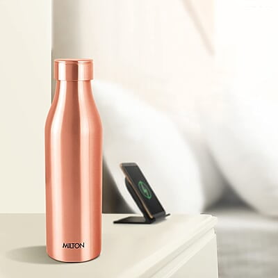 MILTON Copper Charge 750 Water Bottle, 770 ml Lacquer Coating, Curved bottle