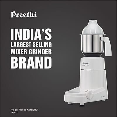 Preethi Chef Pro, MG-128, 750 Watt, 3 Jars, 5 year motor warranty, 2 years product guarantee