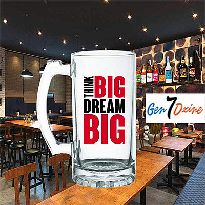 Sublimation Printed Clear Beer Mug With Big Dream Big! Printed Unique Beer Mug Sublimation Printed Clear Beer Mug With Big Dream Big! Printed Unique Beer Mug