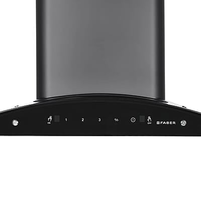 Faber 75 cm, 1200 m³/hr,Auto-Clean curved glass Kitchen Chimney (HOOD SUNNY HC SC BK 75, Filterless technology