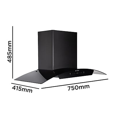 Faber 75 cm 1500 m³/hr Autoclean Curved Shape Kitchen Chimney HOOD PRIMUS PLUS ENERGY IN HCSC BK 75 with SS Baffle Filter