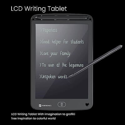 Portronics Ruffpad 12E Re-Writable LCD Writing Pad with 30.4cm (12 inch) Writing Area, India's First Notepad