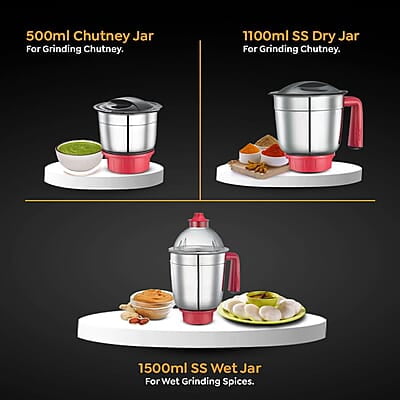 Prestige Regal 750W Mixer Grinder with 3 stainless-steel Jars