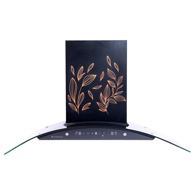 Wonderchef Ruby Curve Flora 90 cm Auto Clean Wall Mounted Chimney (Black 1200 CMH)
