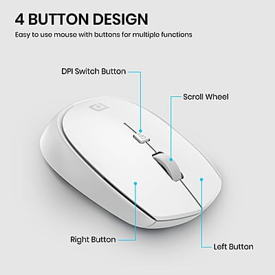 Portronics Toad 23 Wireless Optical Mouse with 2.4GHz, USB Nano Dongle, Optical Orientation, Click Wheel, Adjustable DPI