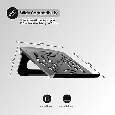 Portronics My Buddy Hexa 5 Laptop Stand with Foldable & Ventilated Design, Ergonomic Elevation, Anti-Slip Silicon Pads Portronics My Buddy Hexa 5 Laptop Stand with Foldable & Ventilated Design, Ergonomic Elevation, Anti-Slip Silicon Pads