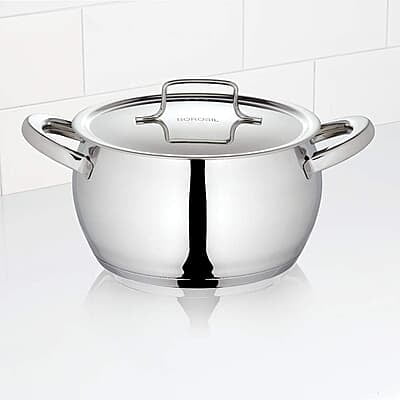 Borosil Stainless Steel Handi Casserole With Lid, Induction friendly, Impact Bonded Tri-ply Bottom, 2.9 L