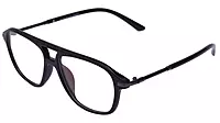 Unisex Large Square Spectacle Frames. Matte Black Color Frame. Transparent ARC Lens.
