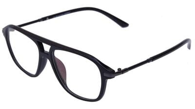 Unisex Large Square Spectacle Frames. Matte Black Color Frame. Transparent ARC Lens.