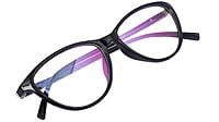 Female Medium Cateye Spectacle Frame. Glossy Black Frame