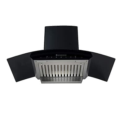 Wonderchef Ultima 90cm 1200 m3/hr Auto Clean Curved Glass Chimney  Baffle Filter 1200M3/Hr powerful suction