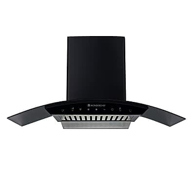Wonderchef Ultima 90cm 1200 m3/hr Auto Clean Curved Glass Chimney  Baffle Filter 1200M3/Hr powerful suction